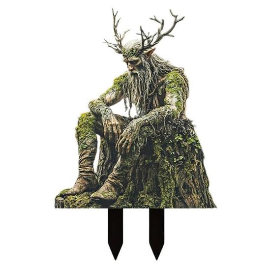 Dřevěný elf Akrylová cedule Kolík Odolný proti povětrnostním vlivům 2D Plochý Víla Hrot Rostliny Květináč