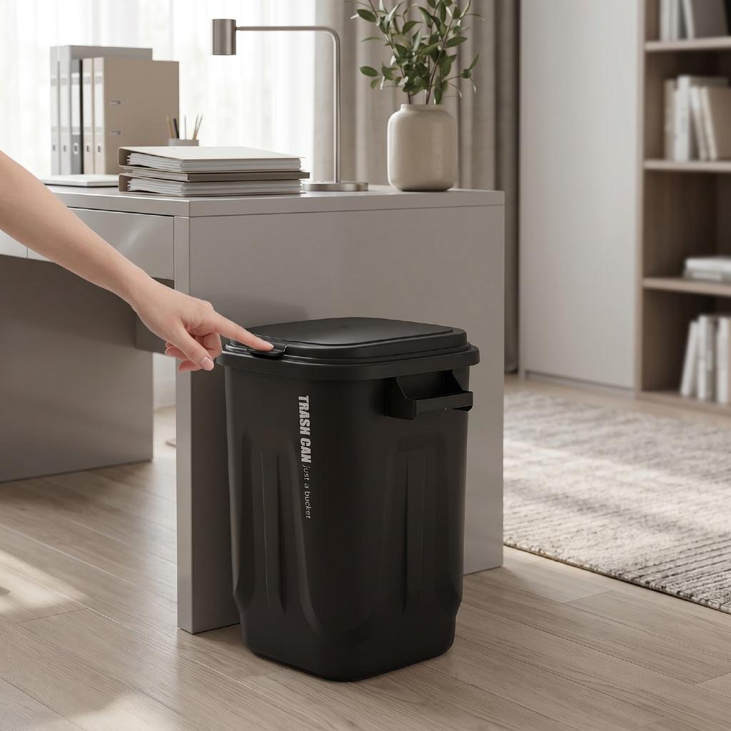 73L Trash Can with Lid Large Capacity Waste Bin with Handles Storage for Kitchen Bathroom
