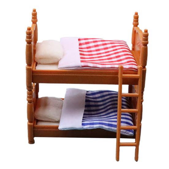 Realistic Anti-deformed Ingenious Multifunctional Doll House Simulation Double Bed Dollhouse Bunk Bed