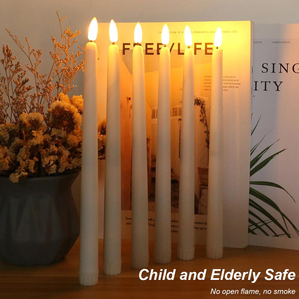 6/12Pcs LED Flameless Electronic Candles Battery Powered Flickering Flameless LED Taper Candles Light for Home Wedding Party