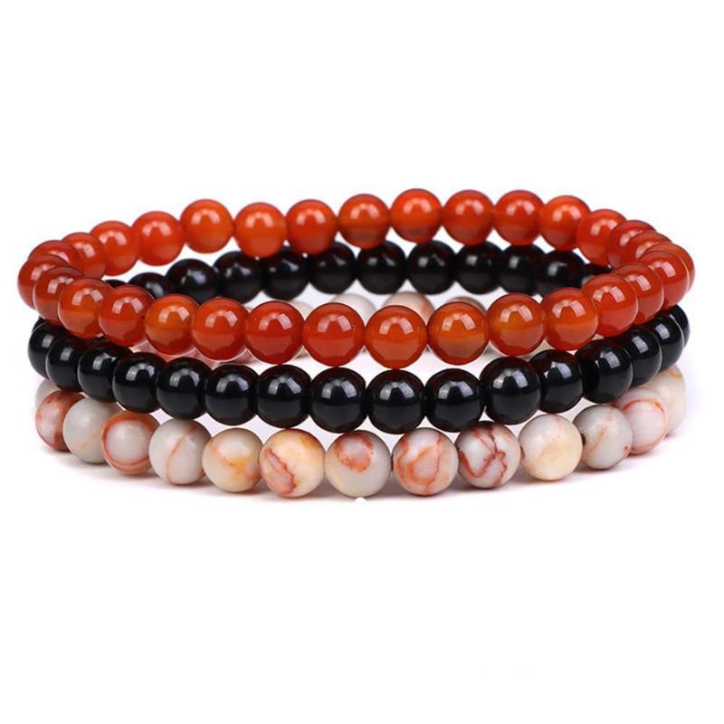 3 Pcs Set Bohemian Gemstone Bracelet Women Men Tiger Eye Black Obsidian Hematite Lucky Wealth Love Gift