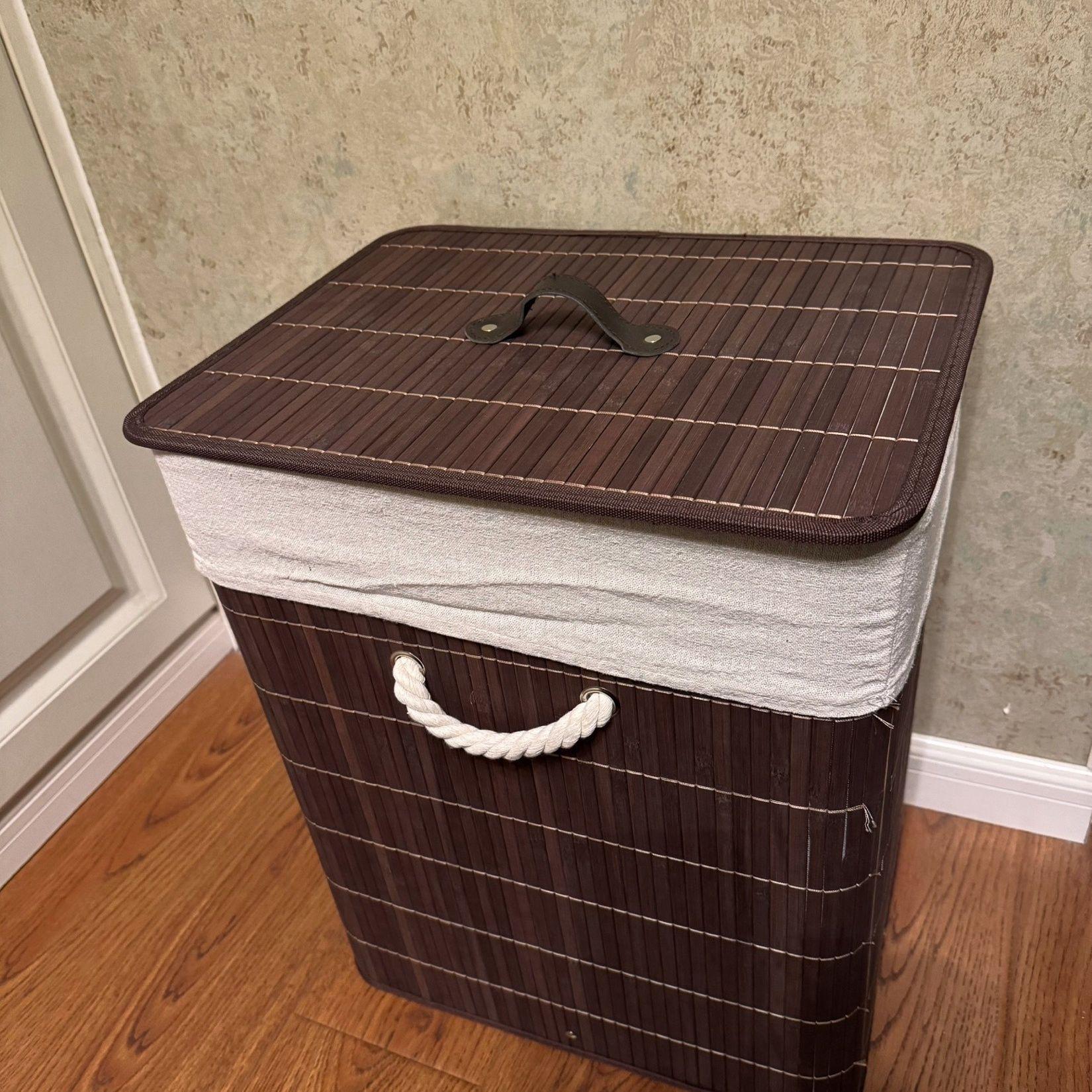 Leide Zhu Foldable Brown Laundry Hamper with Lid - Stain-Resistant Storage for Clothes & Toys