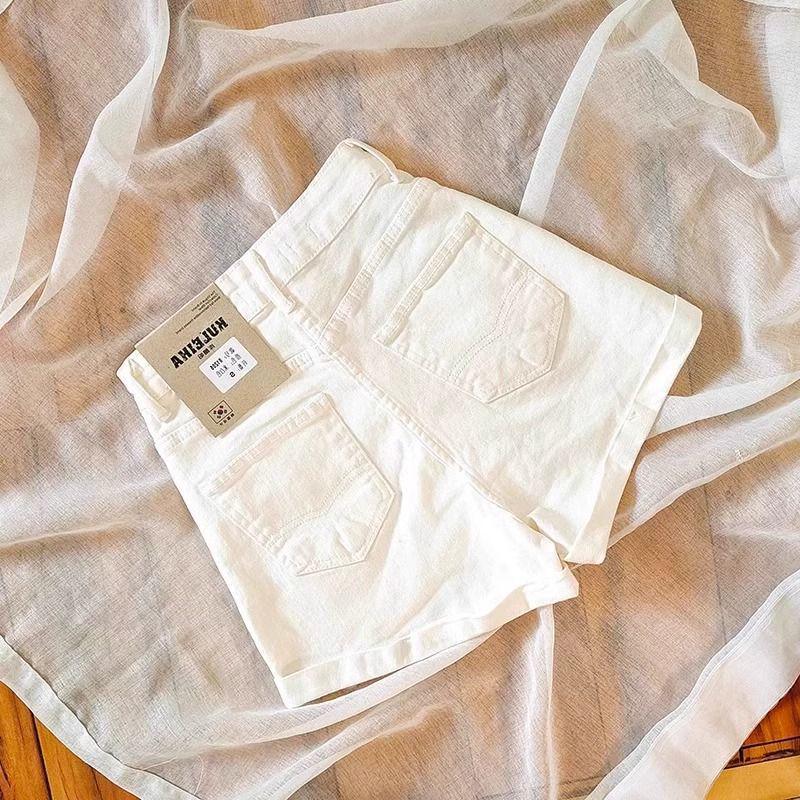 

Women s High Waist White Denim Shorts - Summer 2026 A-line Slimming Petite Hot Pants 26 (80-90 jin)