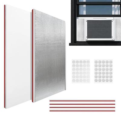 2 Stück Fensterklimaanlagen-Isolierplatten Schaumstoff Wasserdicht Fensterklimaanlagen-Seitenpaneele Mit Klebstoff Aluminiumfolie Geräuschreduzierung