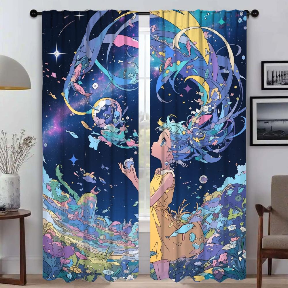 

Halloween Decoration Whisper of the Stars Kitchen Curtains for Living Room Curtain Home Interior Curtains 2 Pieces Partition W50xH70cmx2pcs-CL