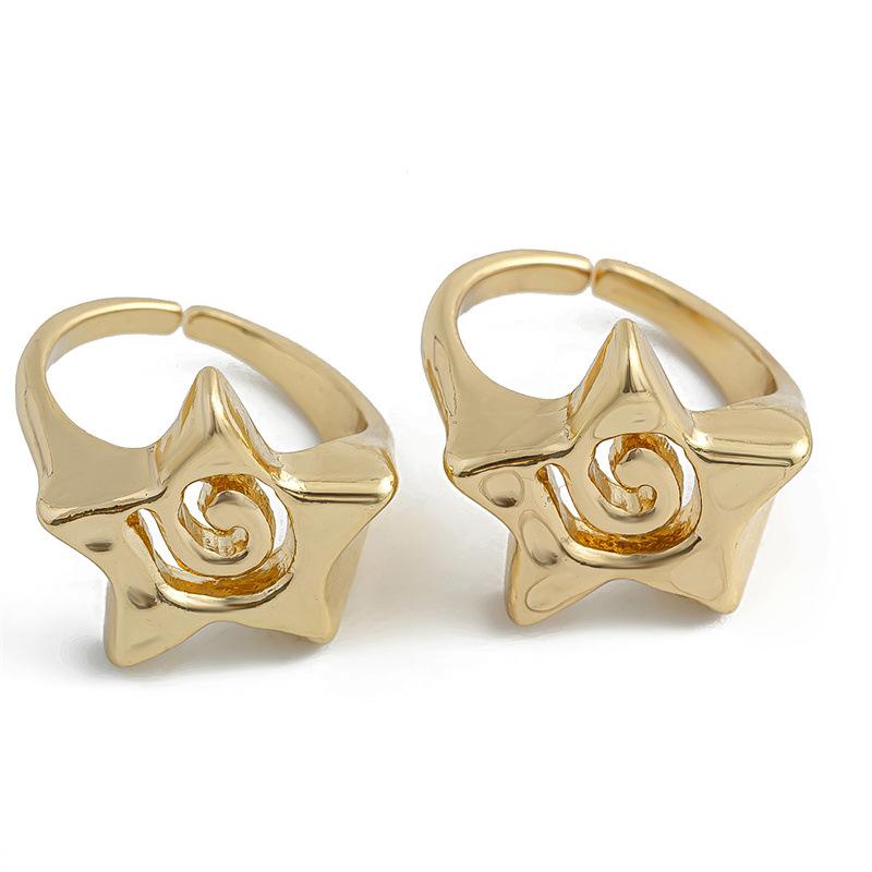 2Pcs Vintage Punk Irregular Hollow Star Rings for Women Men Gothic Adjustable Opening Couple Rings Y2K Wedding Jewelry Gifts