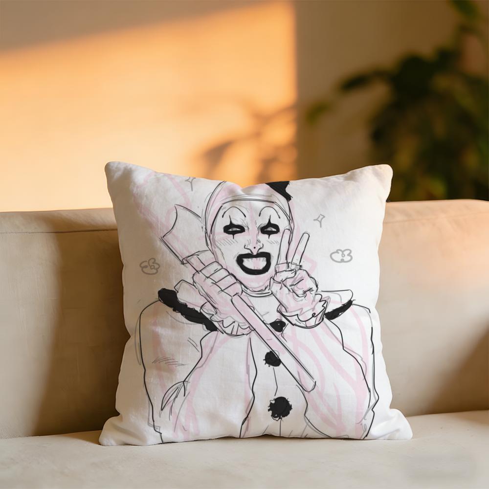 Terrifier Joker Cushion Cover Cozy Velvet Throw PillowSoft Warm Cushion For Sofa  Bed