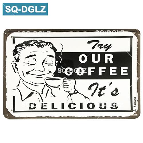 [SQ-DGLZ] Kaffee Metall Zeichen Bar Wand Dekoration Zinn Zeichen Vintage Metall Zeichen Wohnkultur Malerei Plaketten Kunst Poster