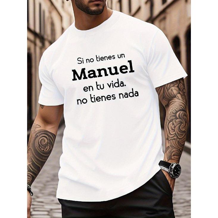 Men'S Funny Spanish MANUEL Graphic T-Shirt | 100% Comfort Fit Casual Round Neck Tee With Manuel Name Print & Spanish Text Logo, Hilarious HusbandWife
