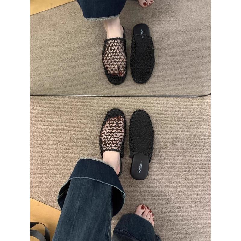New fishing net sandals women's shoes seaside bag head cool slippers summer wear fashion flat shoes half drag