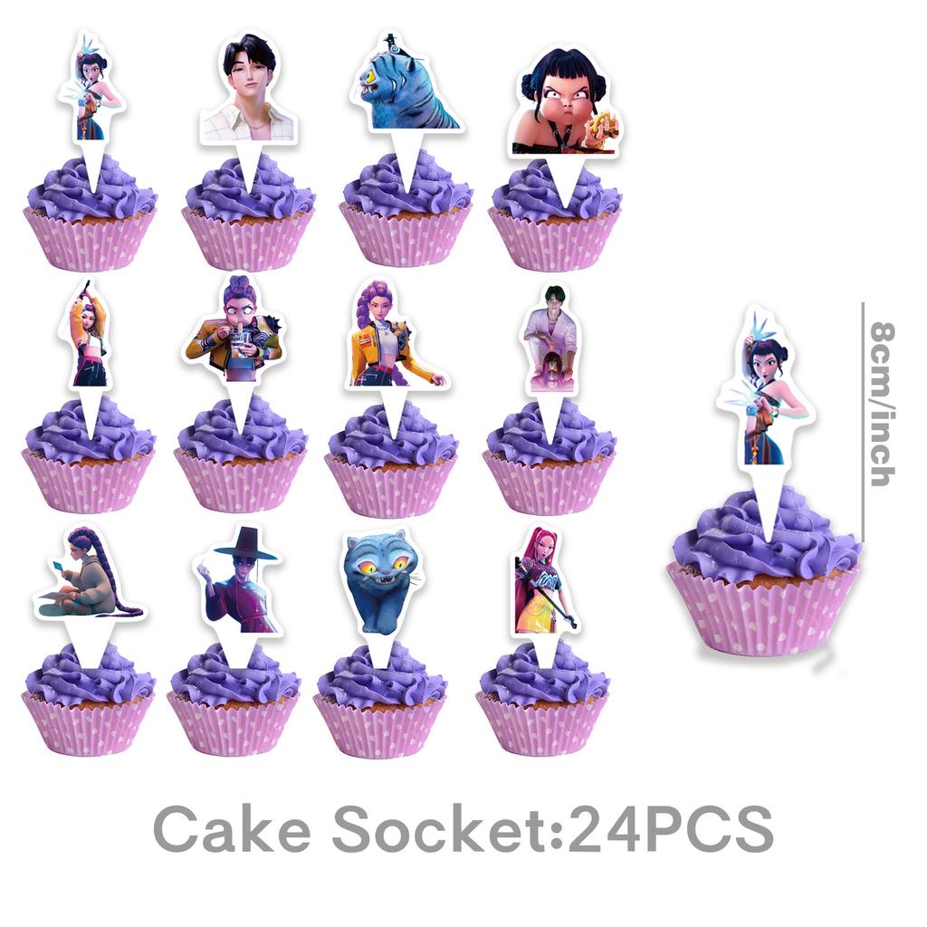 Balon Kpop Łowca Demonów Topper na Tort Dekoracja Urodzinowa k-pop Łowcy Demonów Naklejka Breloki Urodzinowe Upominki na Imprezę dla Dzieci