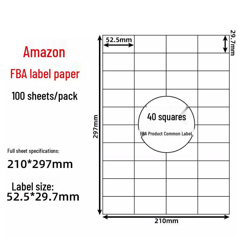 A4 Sticker Printing Paper with Pre-Cut Adhesive Labels, 100 Sheets/Pack