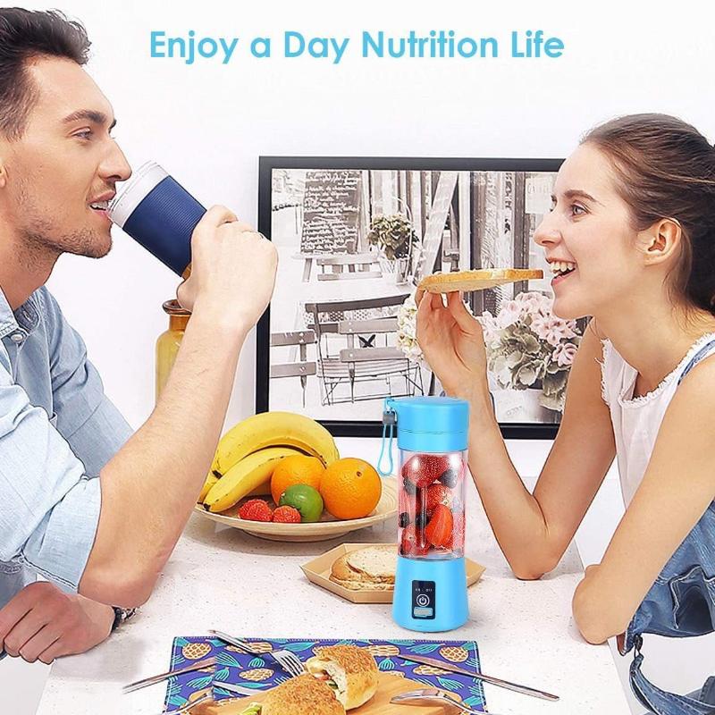 380ml Portable Electric Juicer Six Blades Blender Cup USB Rechargeable Blender for Milkshake Smoothies & Juice