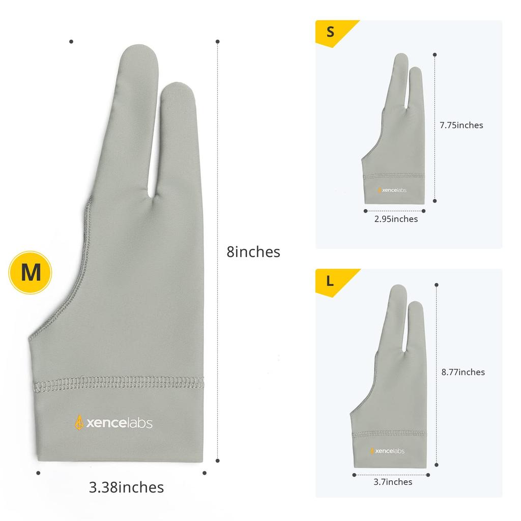 XENCELABS x Çizim için ve XMCLGMG İki Parmaklı Eldivenler, Orta, 8.6cm 20.5cm, Resim, Gri,