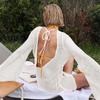 Knit Backless Beach Cover-up: European & American Style Pullover Bikini Outerwear