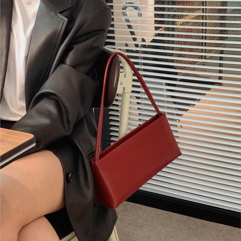 JIAERDI Retro Red Underarm Bag Women Simple Leather Large Capacity Shoulder Bag Ladies Fashion Versatile Luxury Handbag Chic New