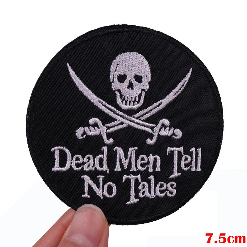Horror Skull Patch Punk /Letter Embroidered Sew Patch Jackets Backpack Diy Iron On Patches For Clothing Ironing /Stickers 