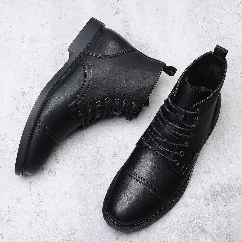 

Осенне-зимние ботинки мартин с высоким голенищем, мужские ботинки из бархатистой ретро-кожи, мужские кожаные ботинки, ботинки-локомотивы 39 чёрный