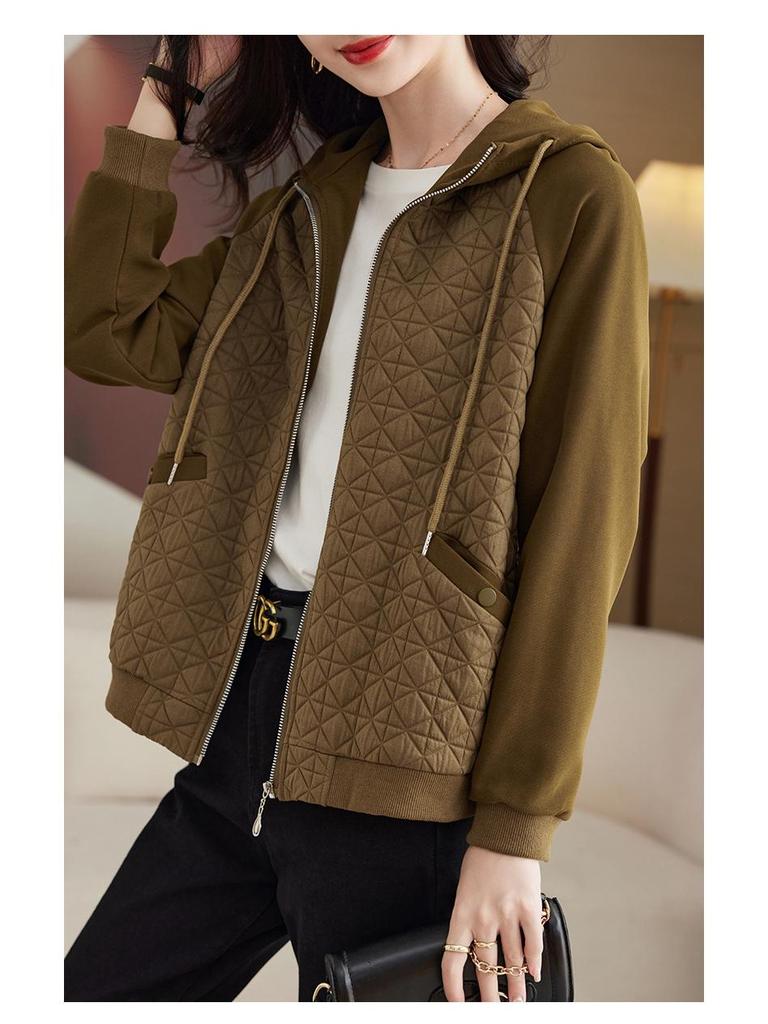 Women's Spring/Autumn Hooded Jacket 2025: Trendy, Versatile, Loose-Fit Short Top for Middle-Aged Women