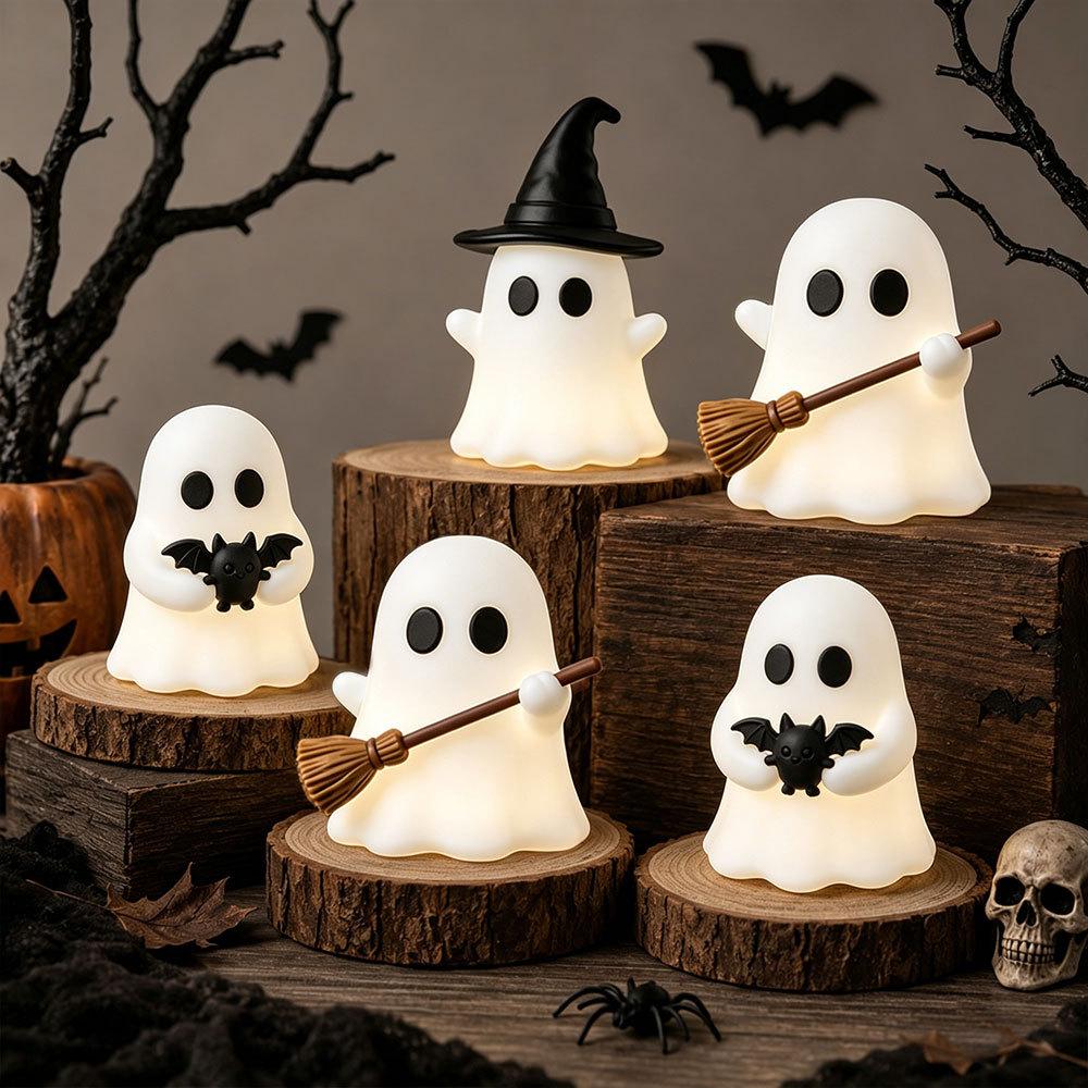 Halloween Mini Glow Ghost Figurine Creative Table Decor Luminous Ghost Ornament for Micro Landscape Decoration Set