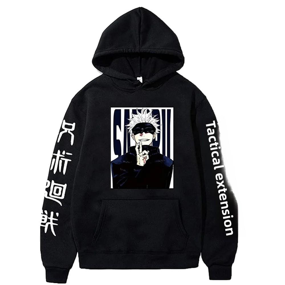 New Anime Manga Print Unisex Hoodie Sweatshirt Round Neck Full Sleeve Long-lasting Polyester Fiber Cursed Battle Animation