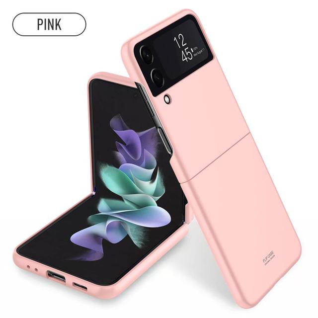 

Для Samsung Galaxy Z Flip 4 3 Zflip4 чехол Роскошный ультратонкий кожаный матовый складной противоударный защитный чехол для ПК Жесткая задняя крышка For Z Flip 4 розовый