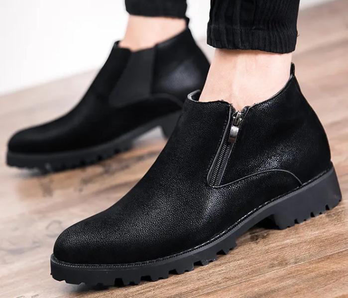 

Осенне-зимние ботинки челси, британские мартинсы с высоким верхом, мужские черные ботинки, модные короткие ботинки на одной педали 44 чёрный