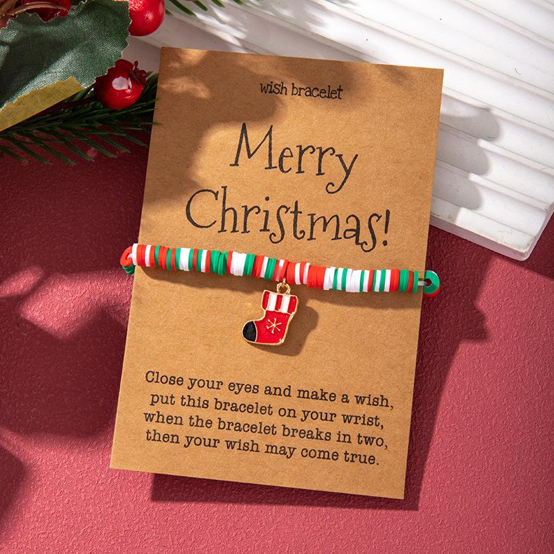 European and American Christmas popular soft pottery bracelet, elk snowman Christmas tree alloy pendant, gift jewelry