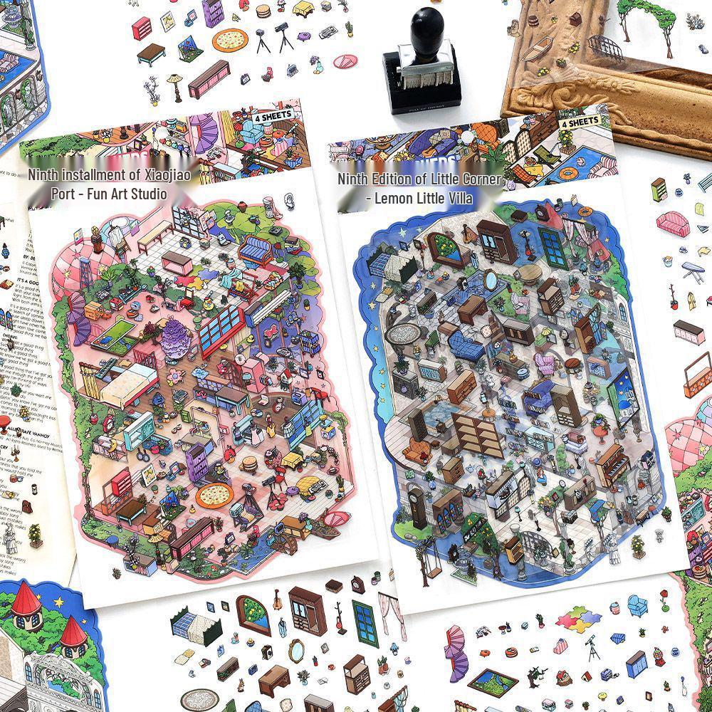 PaperMore Large 2.5D Miniature Scenery Stickers - Ninth Series for Creative Journaling and De-stress Scenes.