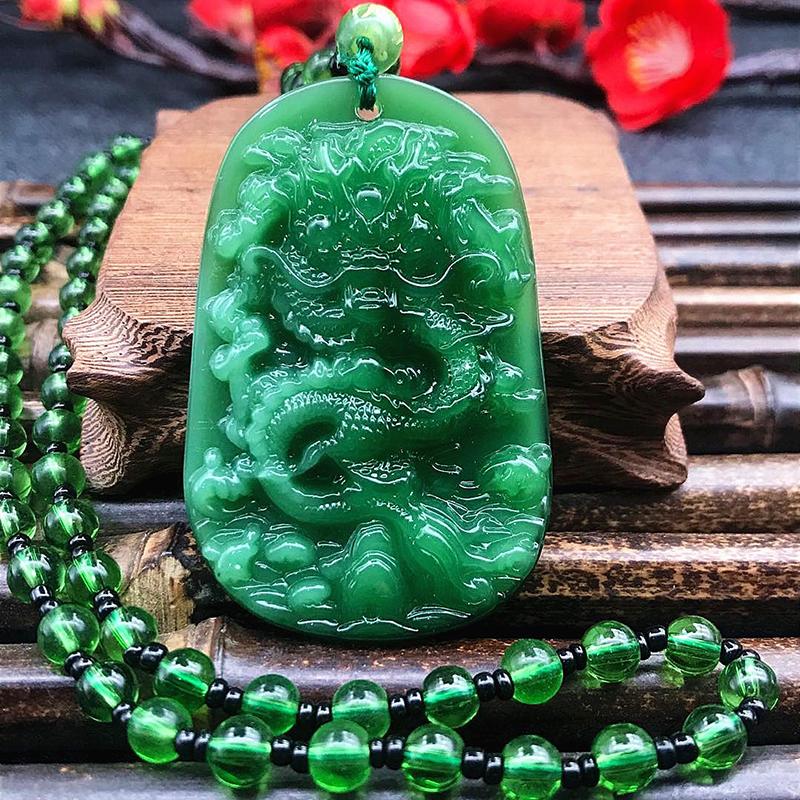 Naszyjnik z zawieszką z ręcznie rzeźbionego szkła w etnicznym stylu chińskim, amulet, biżuteria na szczęście dla kobiet i mężczyzn