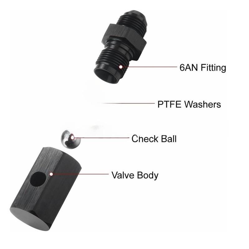 Fuel Tank Vent Valve One Way Rollover Valve Aluminum AN6 AN8 for Automotive Applications with Stainless Steel Ball