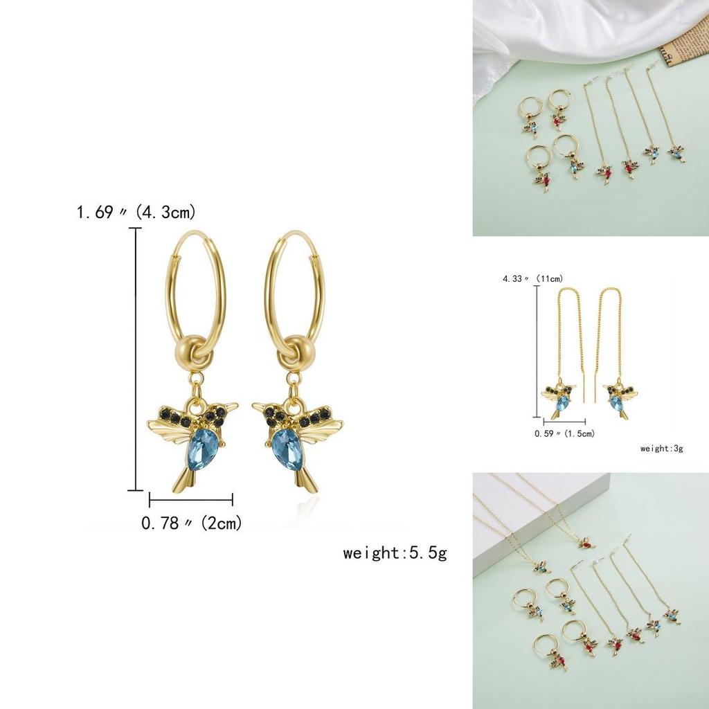 Vintage Style Hummingbird Ear Lines With Rhinestone Decor For Parties