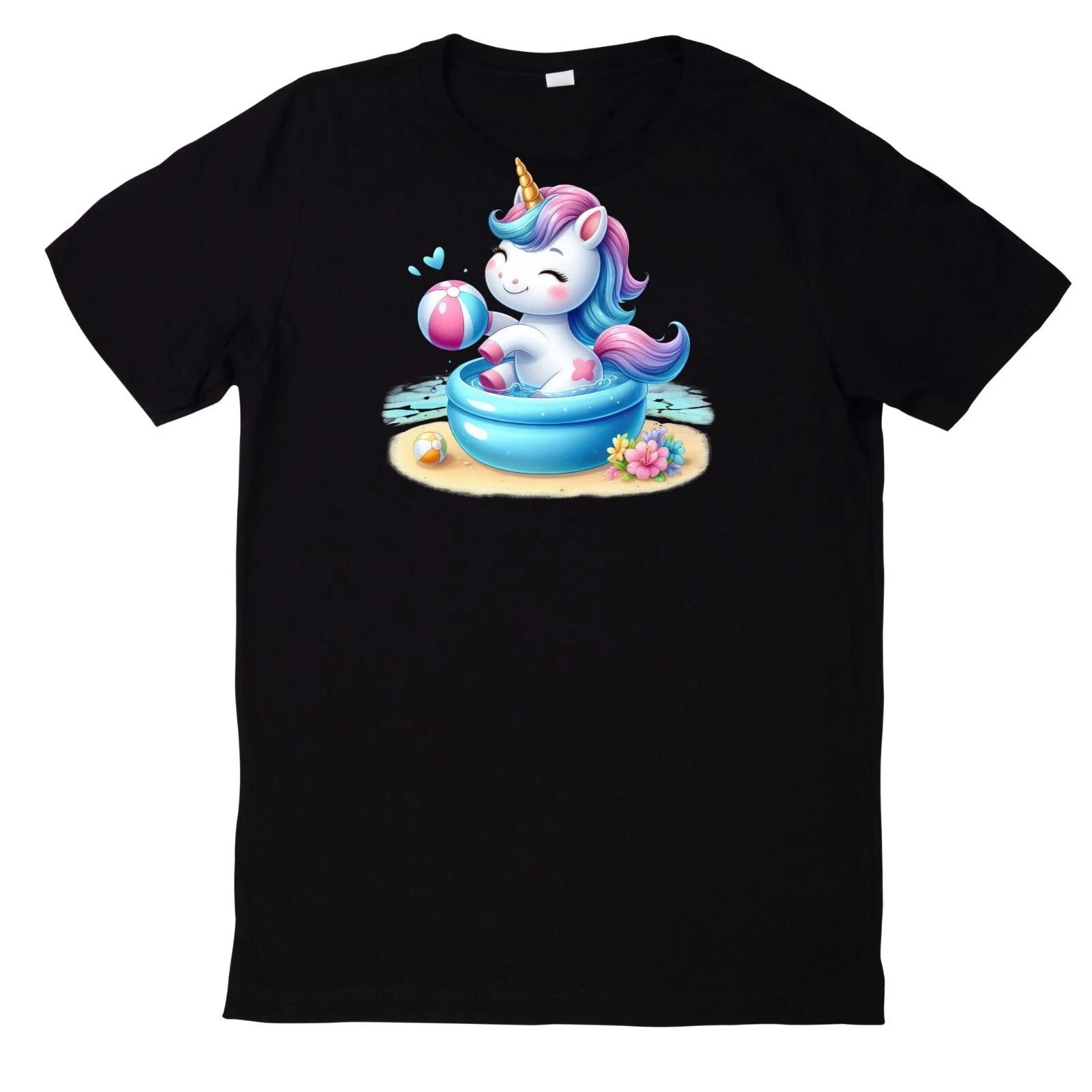 T-Shirt Lustiges Einhorn in der Poolparty Motiv Baumwolle XXXL