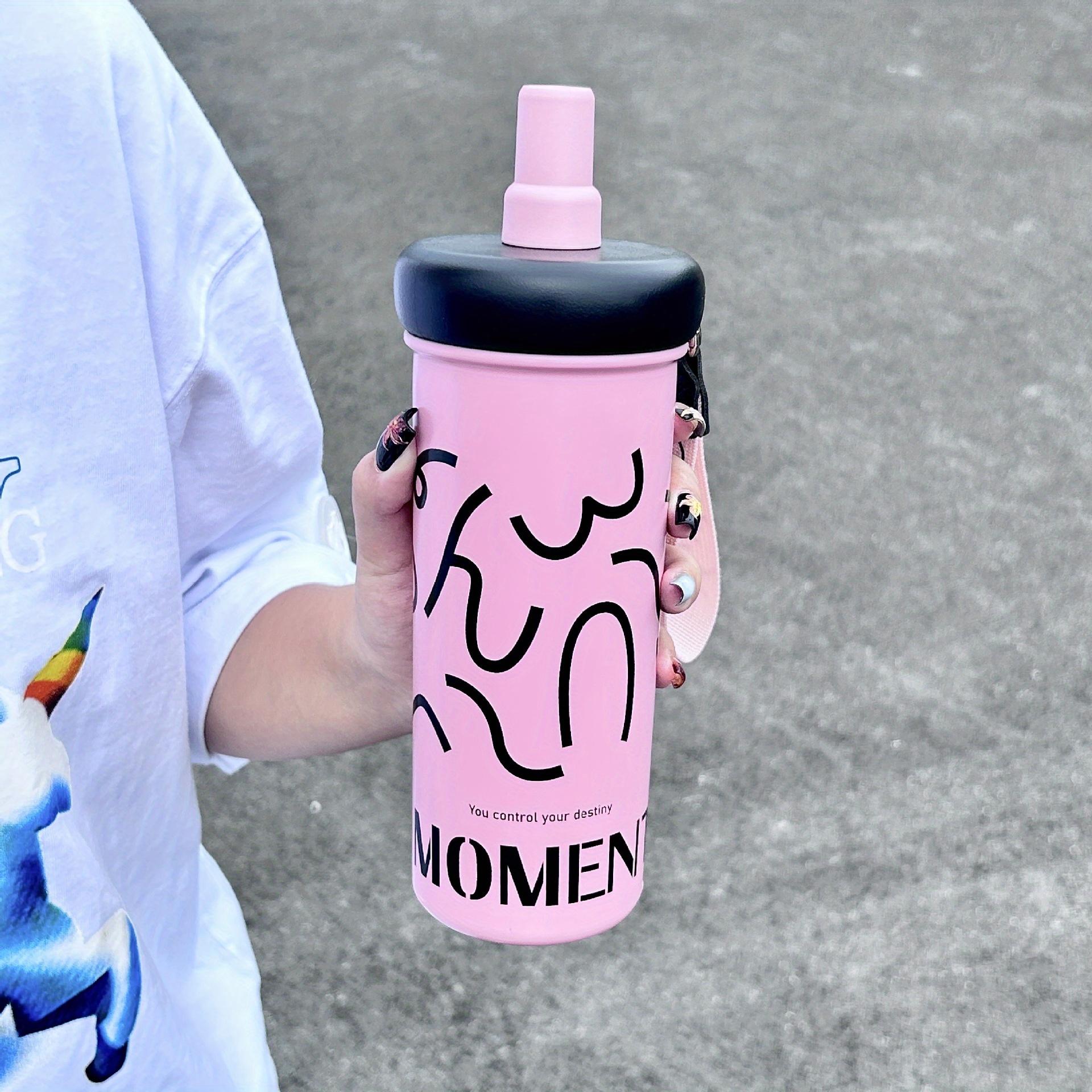 

500 мл большая емкость чашка для кофе с трубочкой из нержавеющей стали кружка Ice Bomber портативная спортивная кружка для отдыха на открытом воздухе милые подарки для семьи 500ML розовый