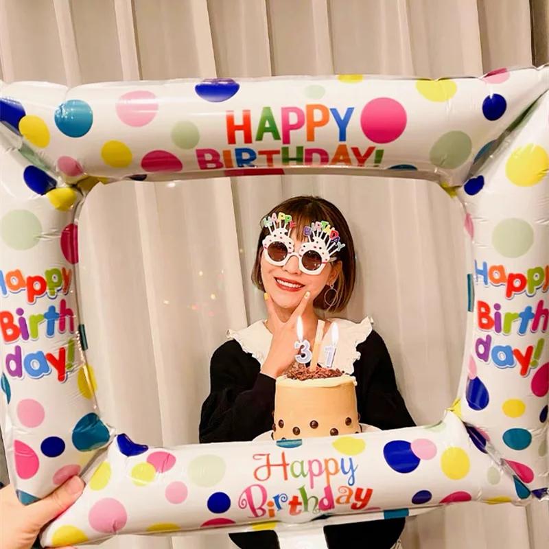 Happy Birthday Cake Balloons Large 3-Layer Color Candle Cake Balloons Bear Cake Ballon for Kid Birthday Party Baby Shower Decors