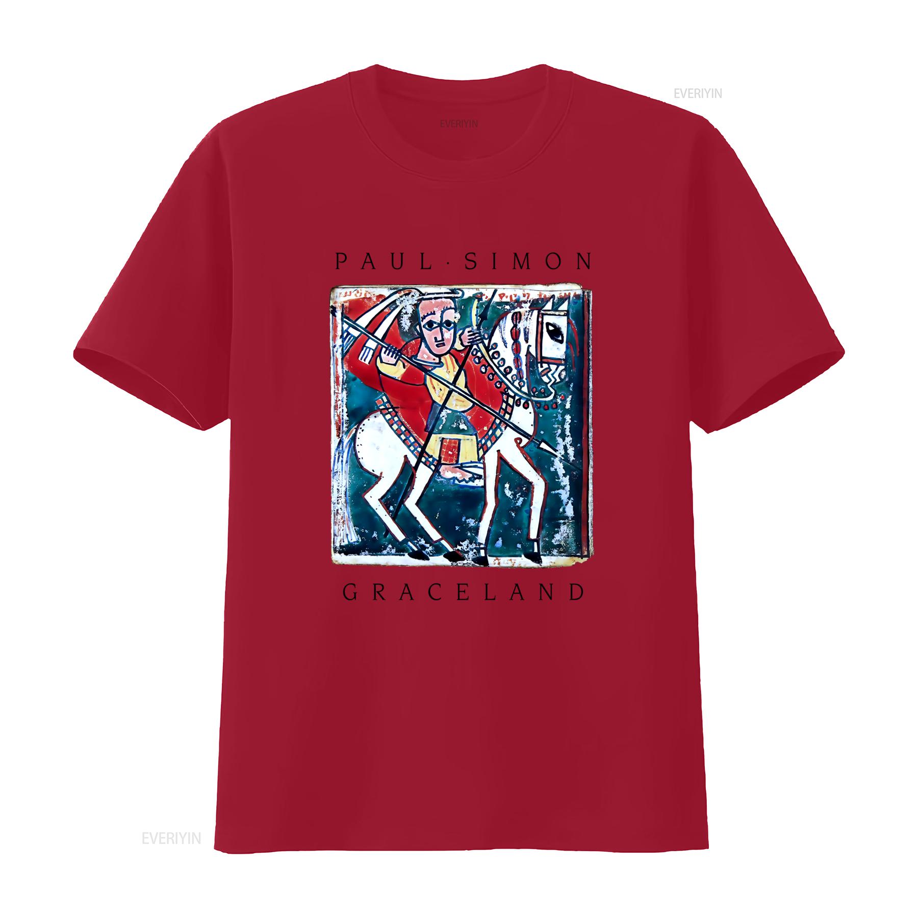 1987 Paul Simon Graceland Summer Tour Artistic Rider Print T Shirt vintage Washed Stylish Unisex Stretched streetwear Soft S
