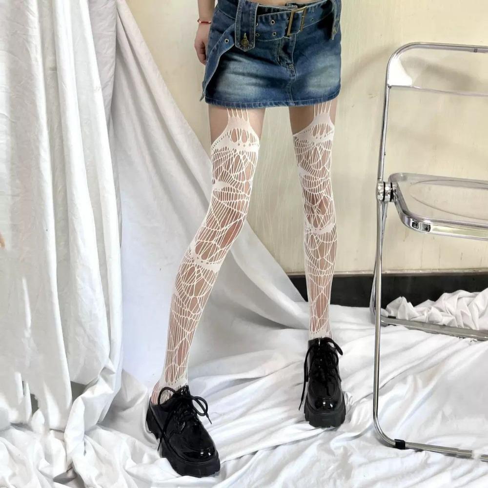 New Anti-hook Fishing Net Sexy Transparent Four-sided Hollow Women's Pantyhose Open Female Garter Socks Jacquard Garter Belt