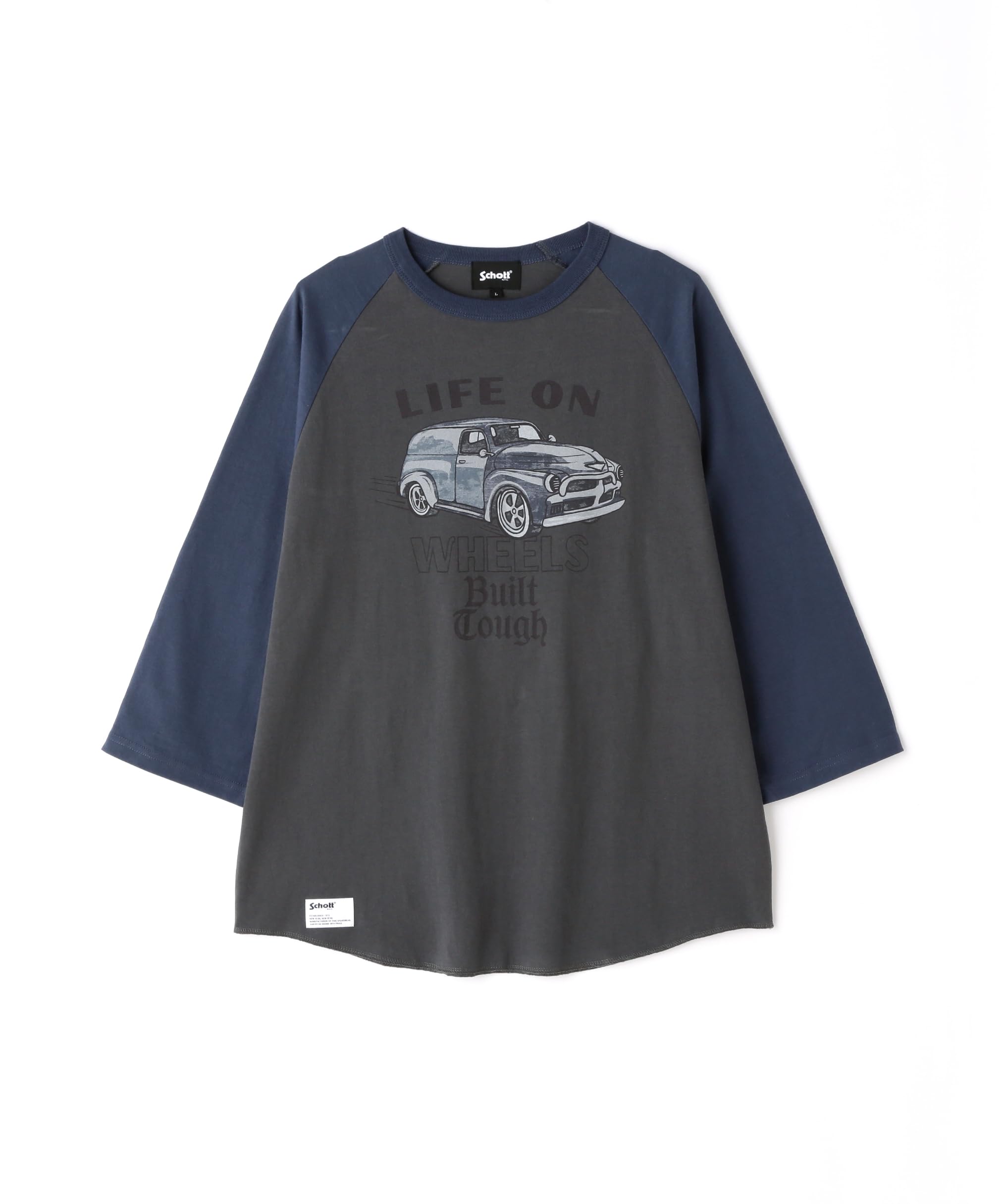 

Schott NYC RS T-SHIRT LIFE ON WHEELS Raglan Sleeve T-Shirt, Men s, Size S, 410, Charcoal, 782-4130005