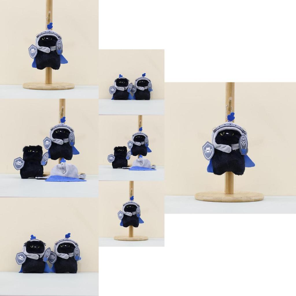 Adorable Knight Cat Plush Toy Cute Cartoon Keychain Soft Pp Cotton Doll Accessory