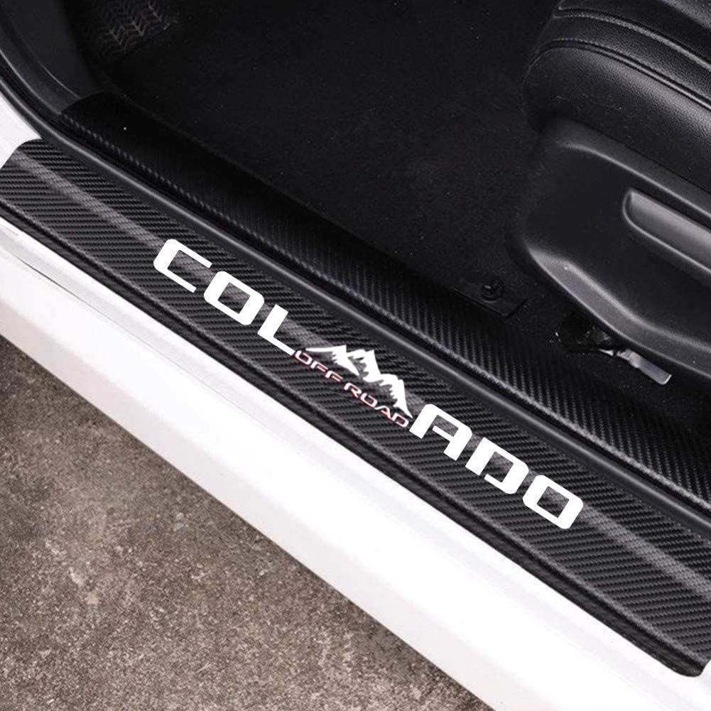 MAXMILO 4Pcs Car Door Sill Protector Reflective 4D Carbon Fiber Leather Sticker Decoration Door Entry Guard Accessories Compatible with Colo4x4rado
