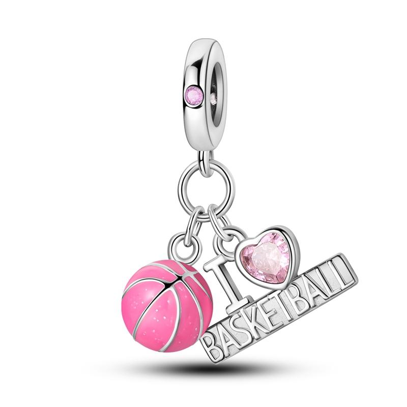 925 Silver Pink Ballet Girl Bow Pendant Charms Beads Fit Original 925 Bracelet Necklace Jewelry Making For Women DIY