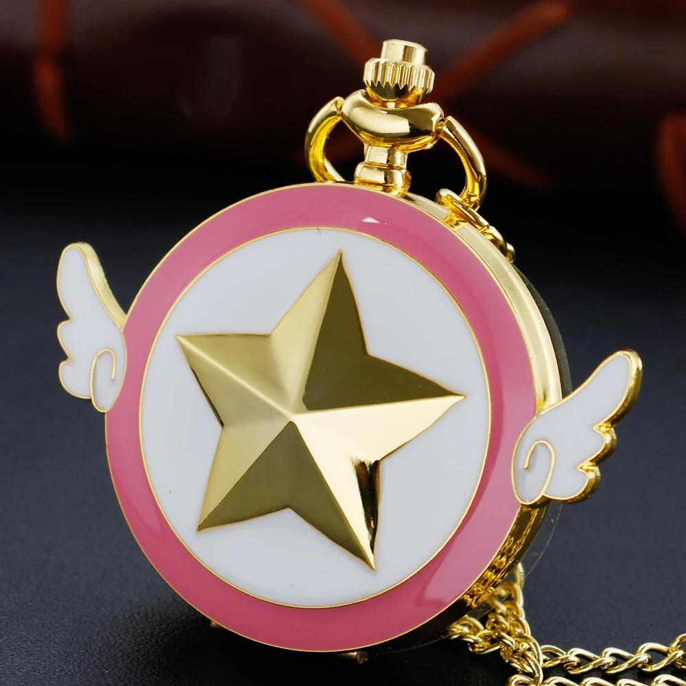 

Fashion Sakura Pocket Watch Cartoon Anime Necklace Pocket Watch Women Poket Fob Watches Gift Dropshipping