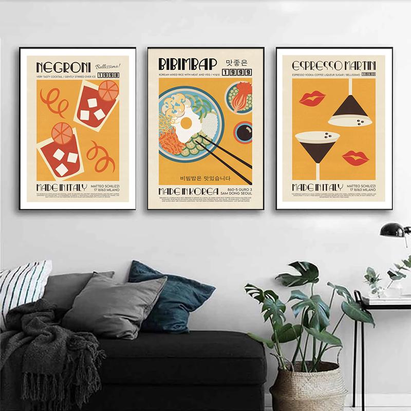 Modern Kitchen Art Canvas Paintings Nordic Japanese Korean Foods Posters Prints Wall Art Pictures for Living Room Decor Cuadros