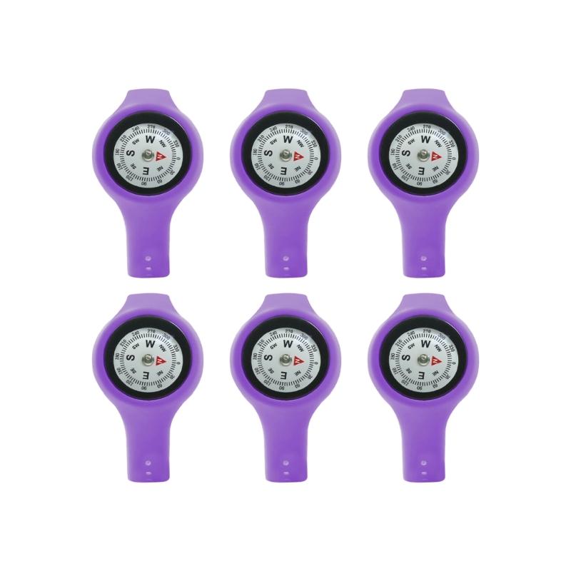 6Pcs Light Weight Compasses Watches Outdoor Navigation Tool Adjustable Strap Wearable Compasses For Backpacking Climbing