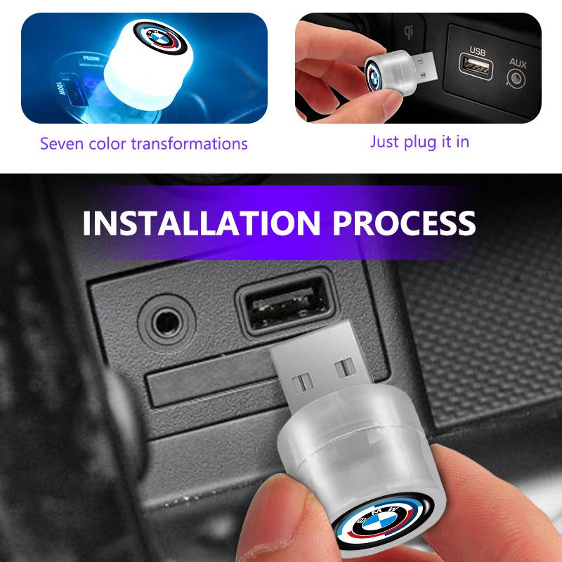 AAAXJ1 Car Logo USB LED Atmosphere Lamps Lighting Portable Lights For BMW E36 E39 E87 E60 E46 E53 E90 F10 F20 F25 F30 X3 X5