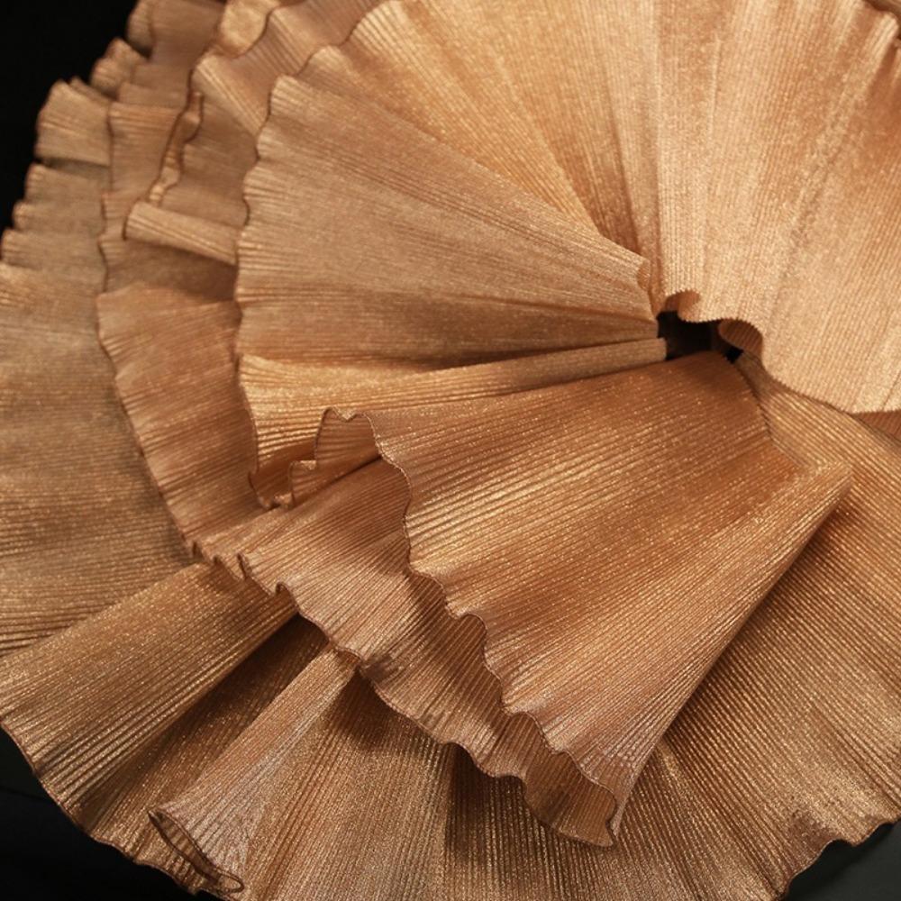 2025 Metallic Beaded Lace Ruffles DIY Wave Edge Stiff Wave Fabric Design Fabric For Stage Dress Performance Clothing