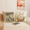 Easter Pillow Case Happy Egg Bunny Cushion Linen Print Holiday Decoration Sofa Cushion