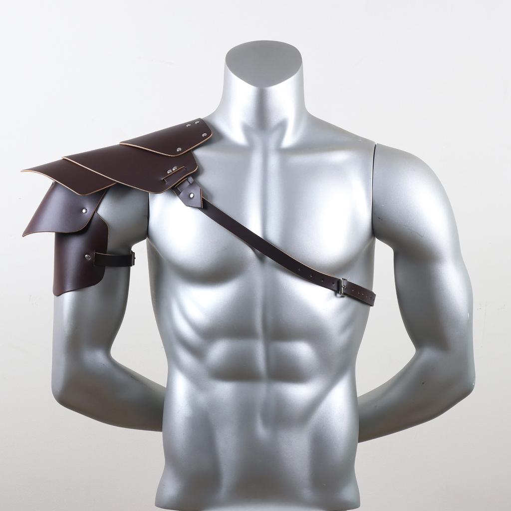 Medieval Retro Multi-Layered Leather Studded Shoulders Viking Style Warrior Shoulder Armor Combo Halloween Costume Cosplay