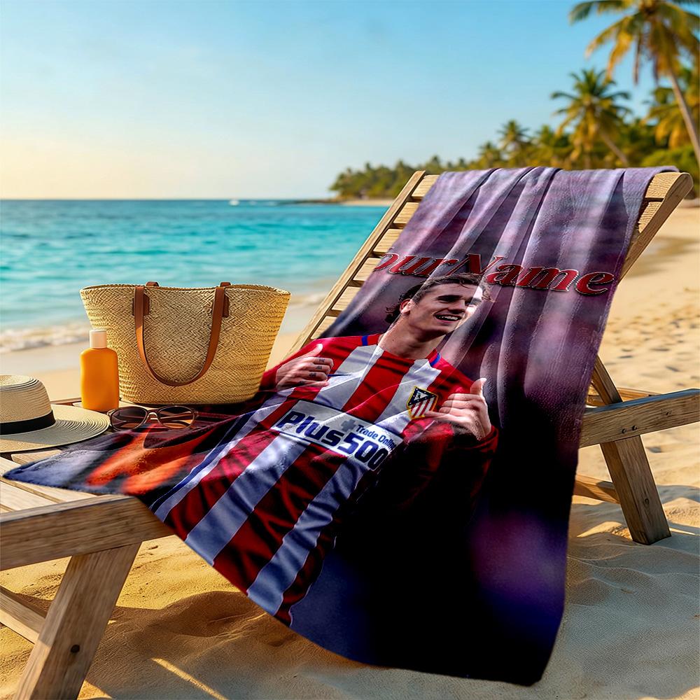Atletico Madrid Customize Your Name Beach Towel Soft Durable Quick-Dry Suitable for Swimming Gym Camping Yoga Vacation