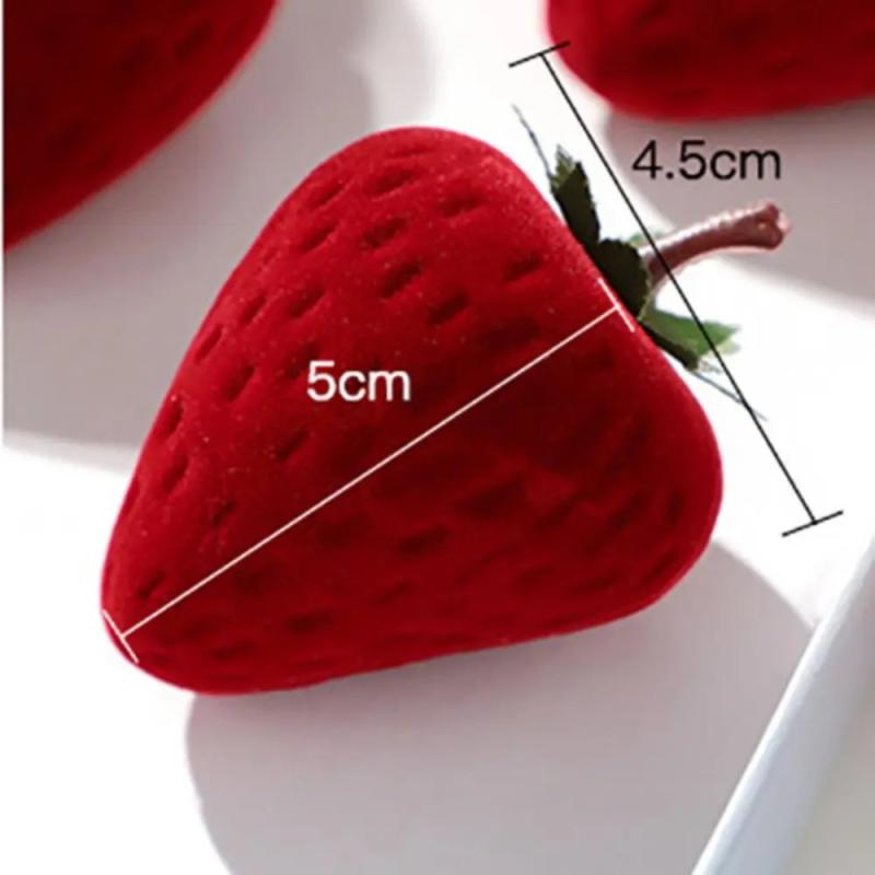Popular Strawberry Box Cute Jewelry Boxes Ring Flocking Storage Box Earring Jewelry Box Birthday Gift